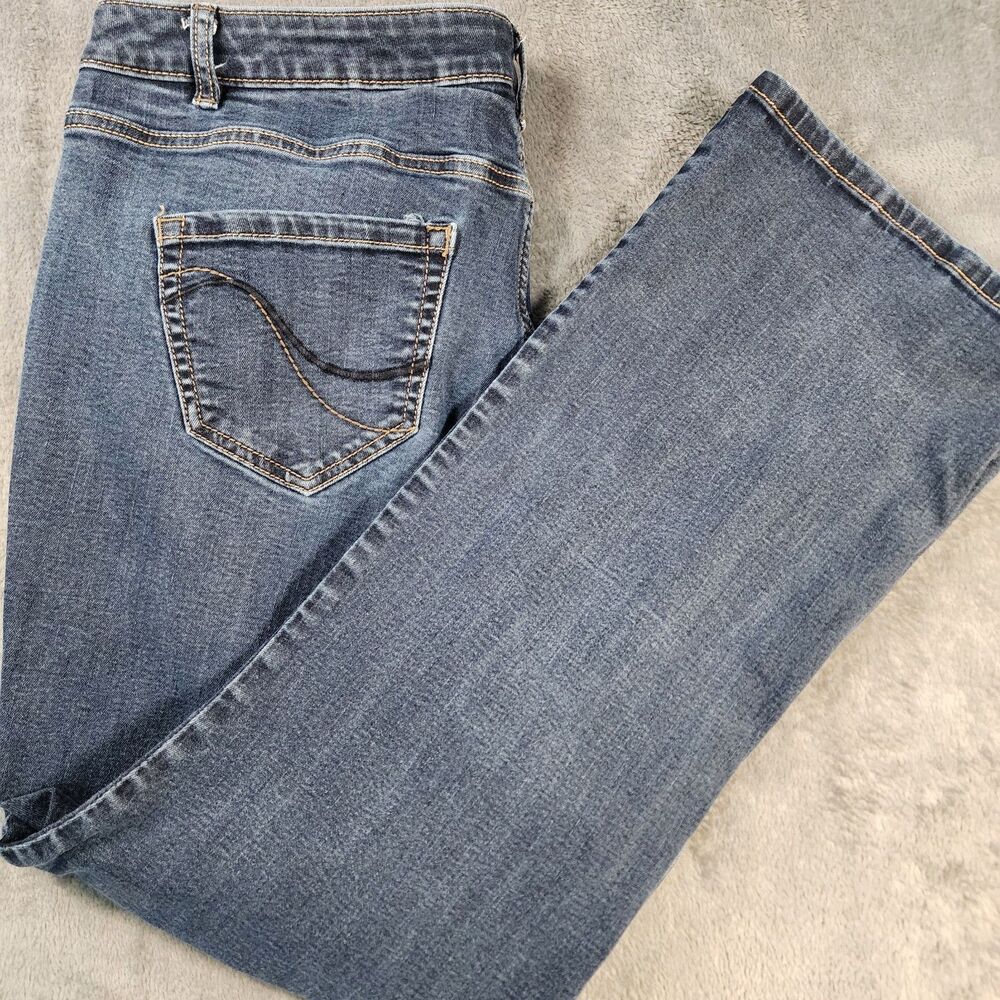 Lane Bryant Mid Rise Bootcut Jeans Womens 20 Regular Embroidered Pockets Stretch